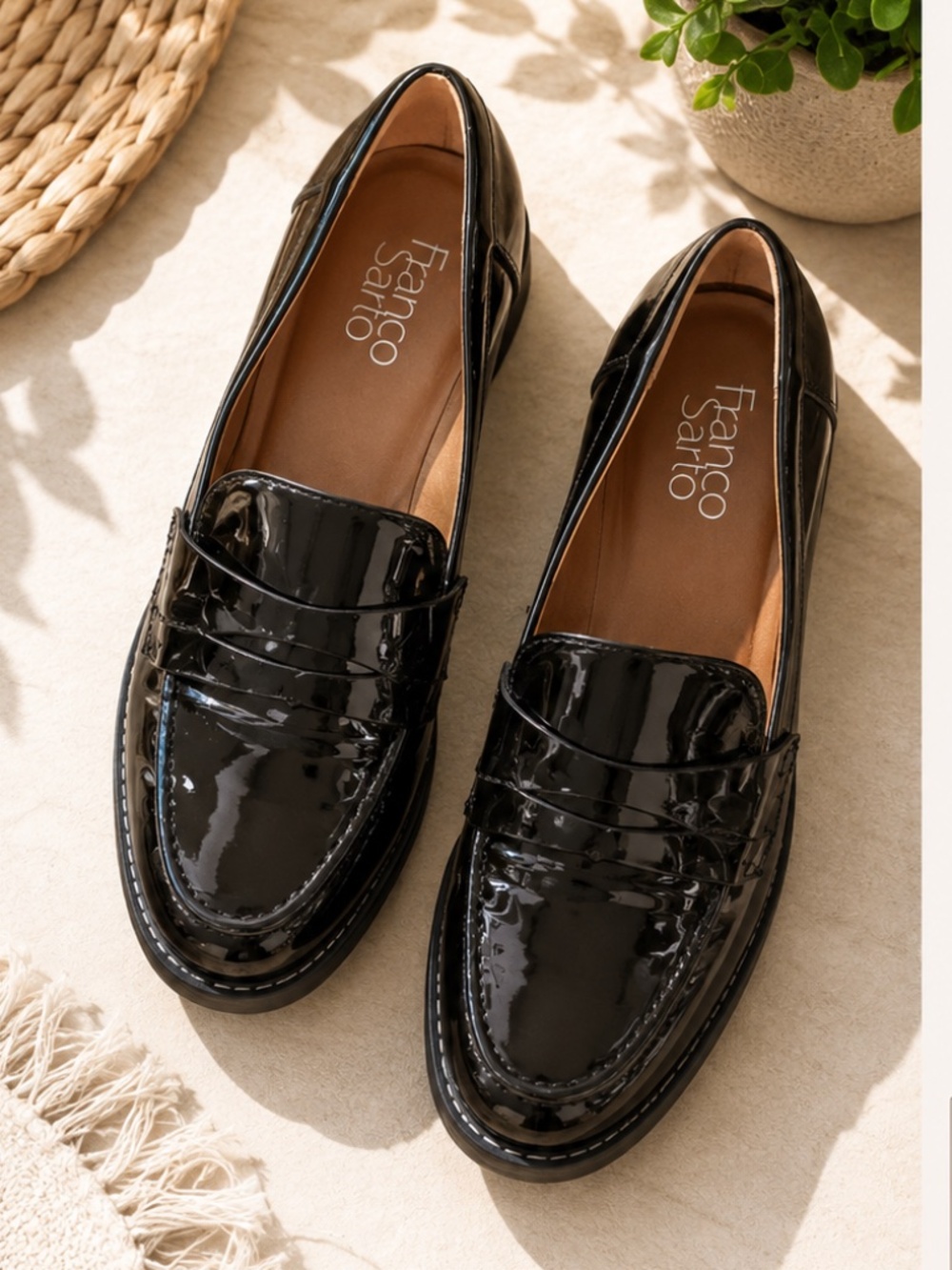 Franco Sarto Patent Leather Loafers | Black | Women Size 10